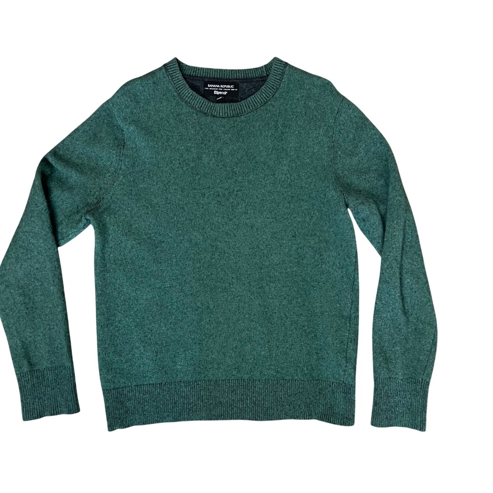 Banana Republic Mens Merino Wool Filpucci Italian Yarn Crewneck‎ Sweater Green L